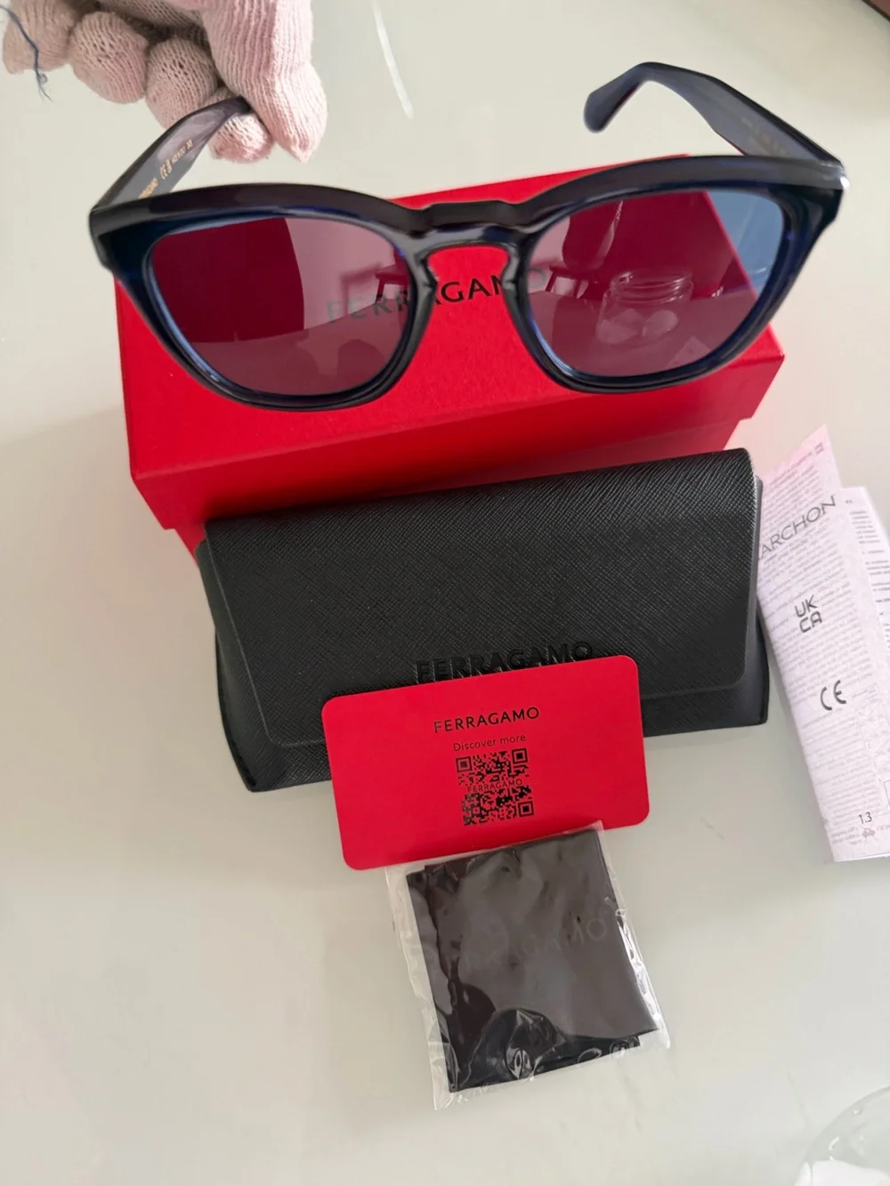 Salvatore Ferragamo Men's Black Sunglasses with Dark Lenses